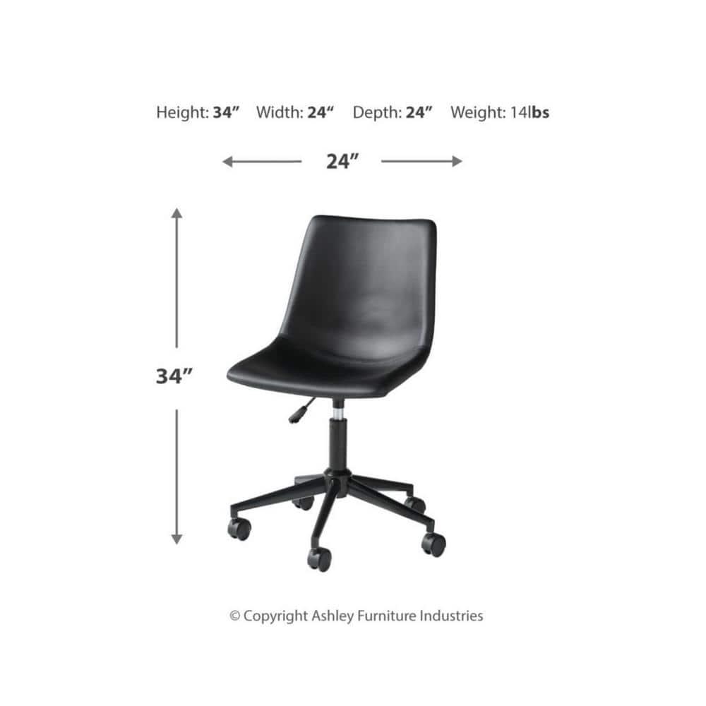 Program Home Office Swivel Desk Chair Black - Signature Design by Ashley: Faux Leather, Armless, With Wheels