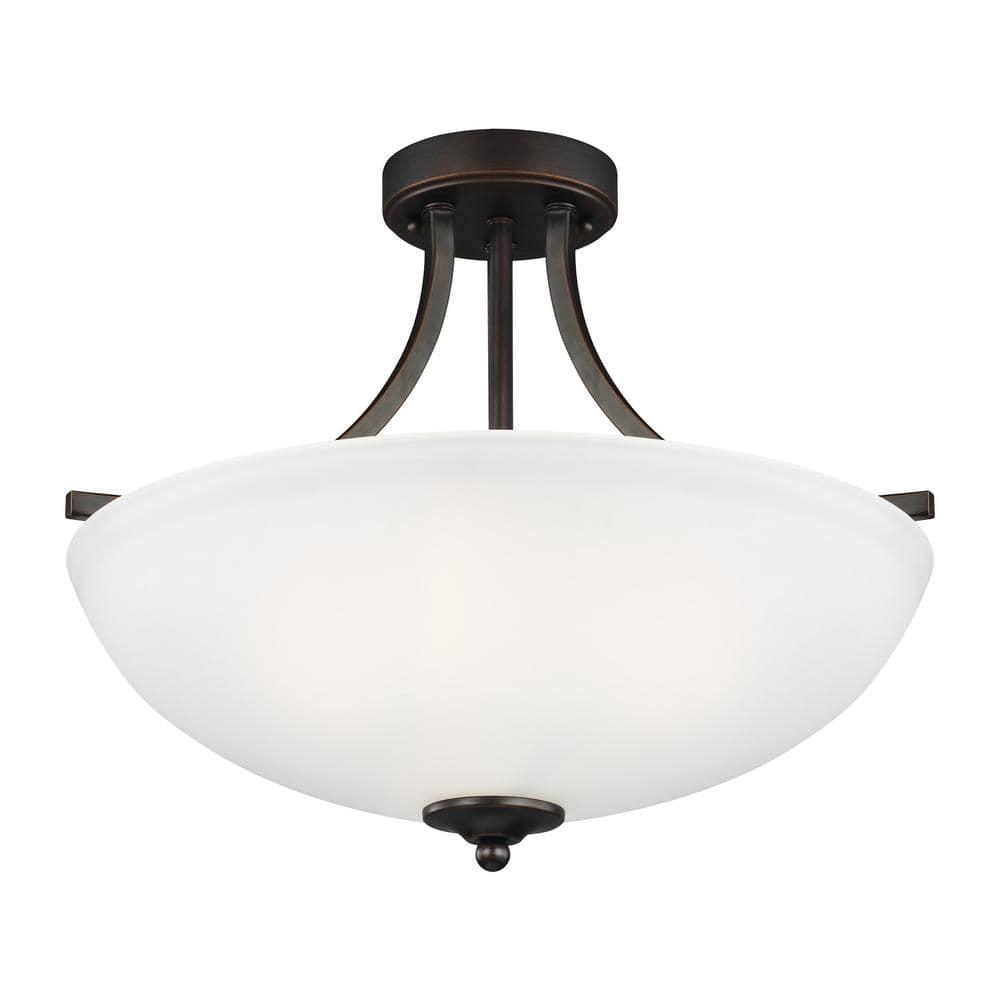 Geary 3-Light Burnt Sienna Semi-Flush Mount Convertible Pendant