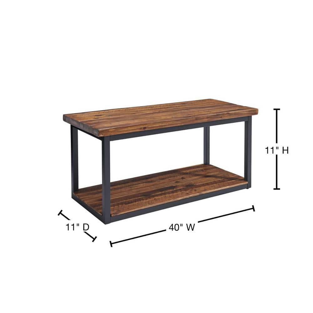 Claremont Rustic Wood Coat Hook and Bench Set Dark Brown - Alaterre Furniture: Mudroom Organizer with Shelf