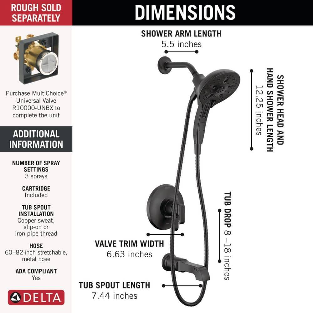 Arvo Single-Function Tub Shower Faucet Set, Shower Trim Kit with In2ition Shower Head and Valve