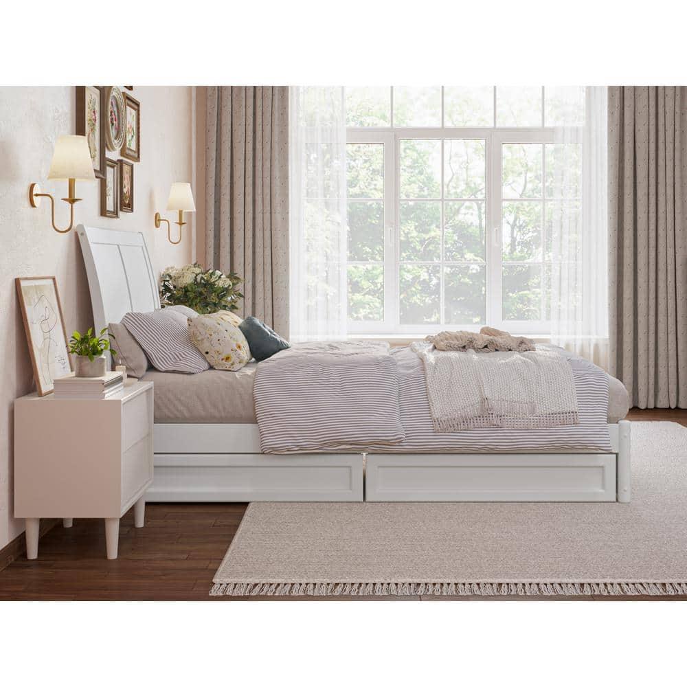 AFI, Andorra Twin XL Platform Bed with Panel Footboard and Storage Drawers, White
