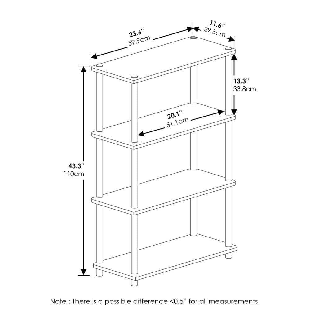 Furinno 18028GYW-BK Turn-S-Tube 4-Tier Multipurpose Shelf Display Rack with Square Tube - French Oak Grey & Black