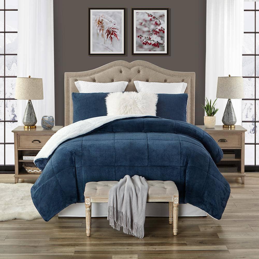 Ultra Plush Reversible Faux Fur and Sherpa 3-Piece Comforter Set