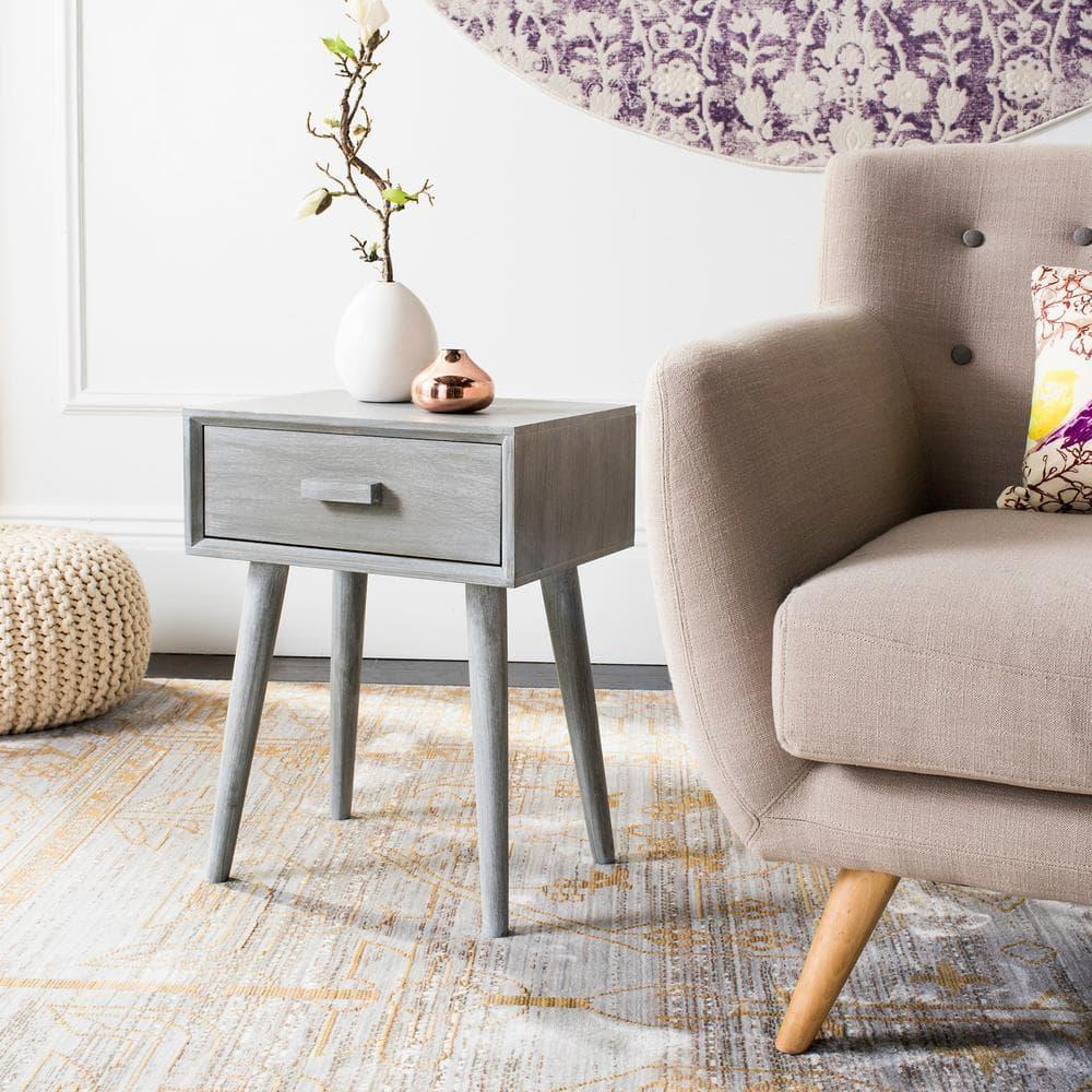 Lyle 1 Drawer Side Table - SlateGrey - Safavieh.