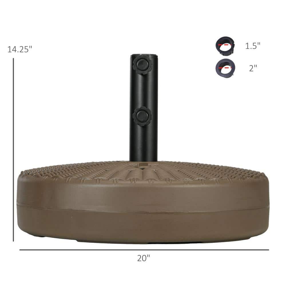 Outsunny Fillable Round Umbrella Base for 1.5" or 2" Umbrella Poles, Heavy Duty Umbrella Stand for Outdoor, Lawn, Poolside, Brown