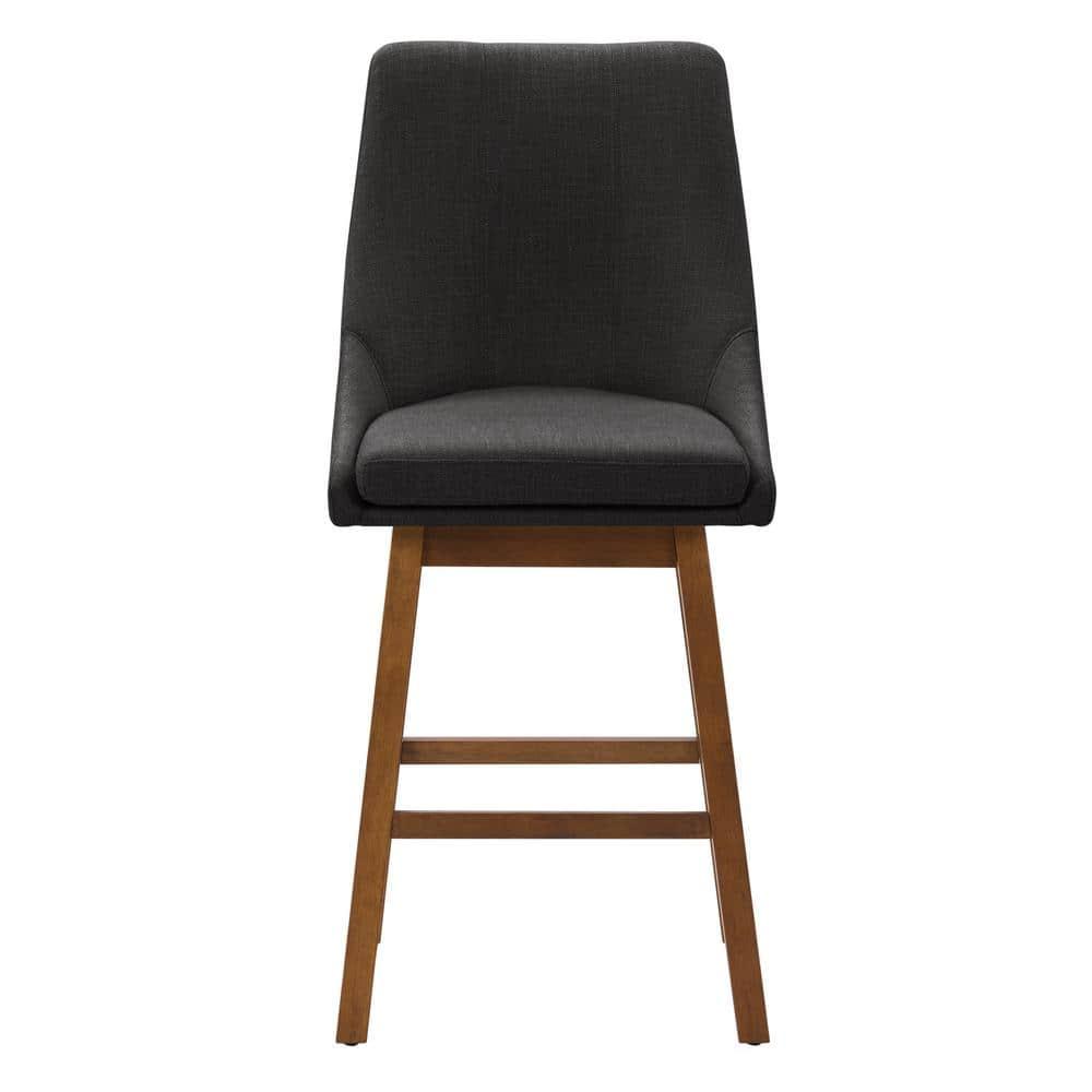 Luca Dark Gray Fabric Upholstered Formed Back Counter Bar Stools - Set of 2