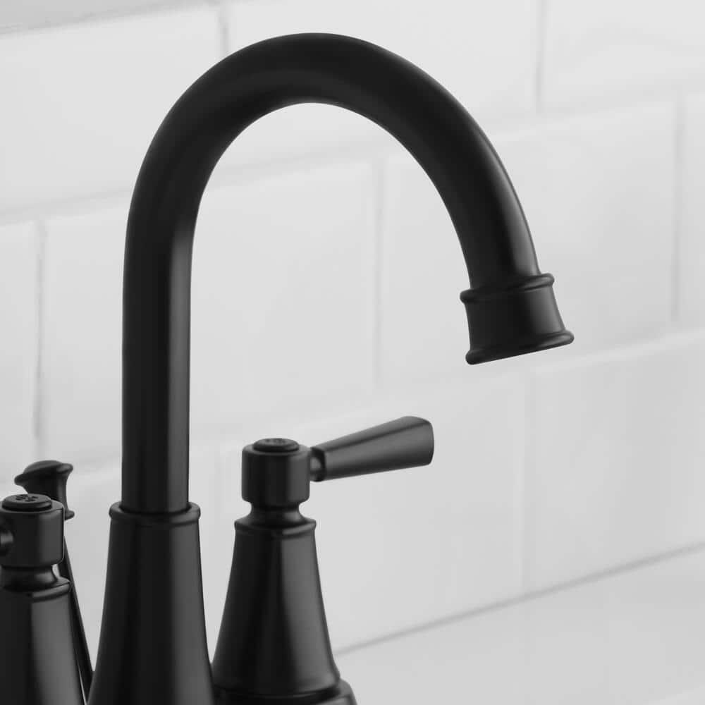 Melina 4 in. Centerset Double Handle High-Arc Bathroom Faucet in Matte Black