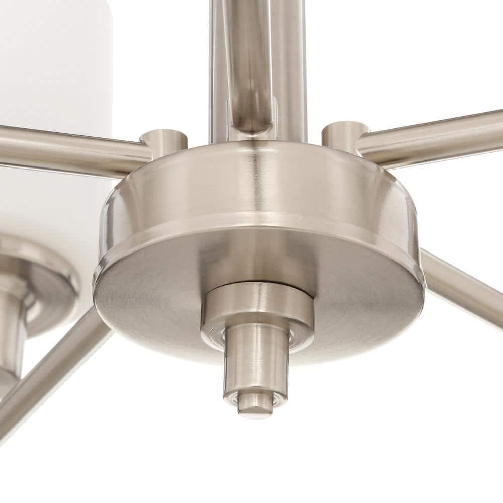 Design House 556639 Aubrey Transitional 5-Light Indoor Chandelier Dimmable Frosted Glass for Entryway Dining Room Foyer, Satin Nickel