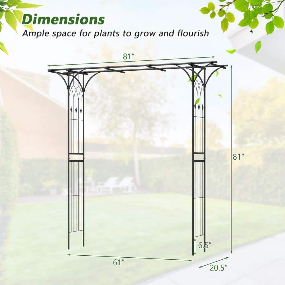 Resenkos Outdoor Decor,81 Inch Garden Arbor Metal Archway for Climbing Plants-Black
