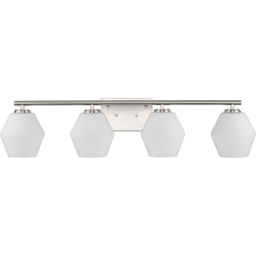 Progress Lighting Copeland 4-Light Brushed Nickel Vanity Light with Opal Glass Shades