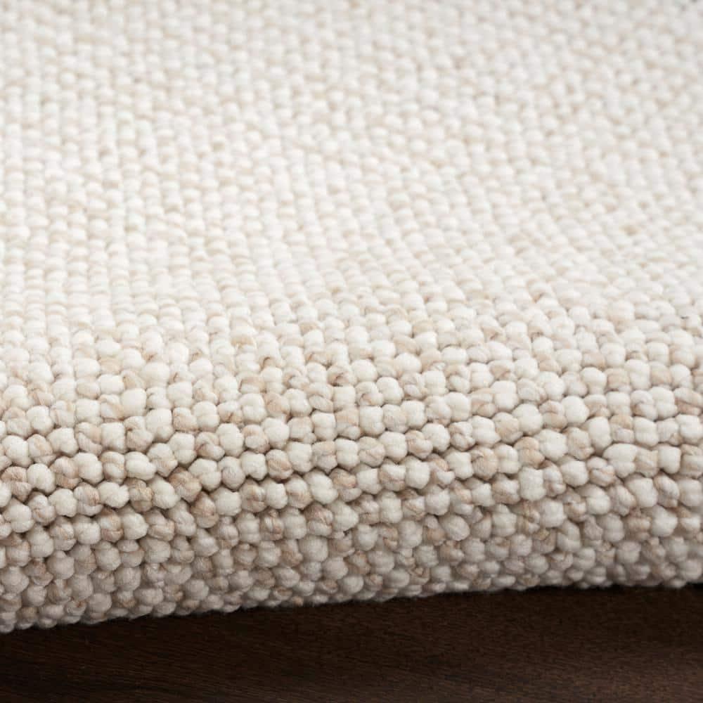 Textured Home Ivory Beige 4 ft. x 6 ft. Solid Geometric Contemporary Area Rug