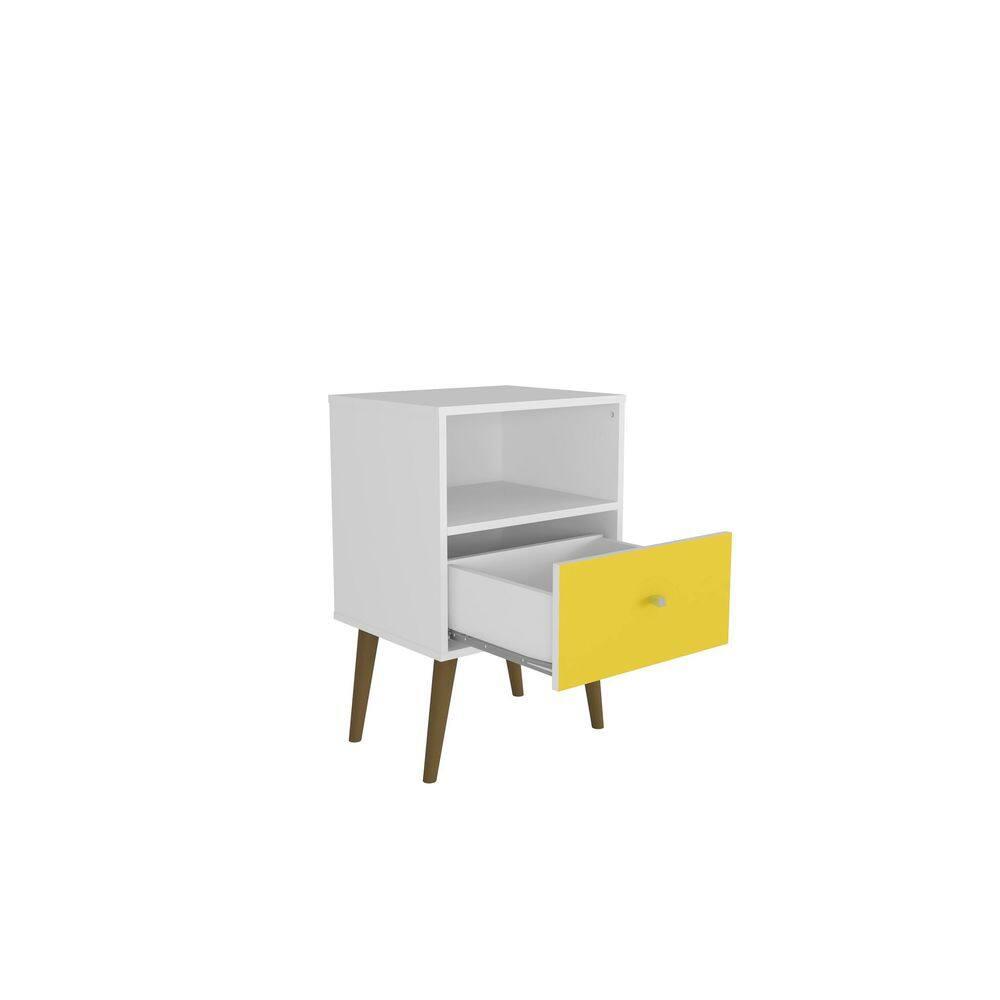 Liberty 1.0 Mid Century Modern Nightstand White/Yellow - Manhattan Comfort