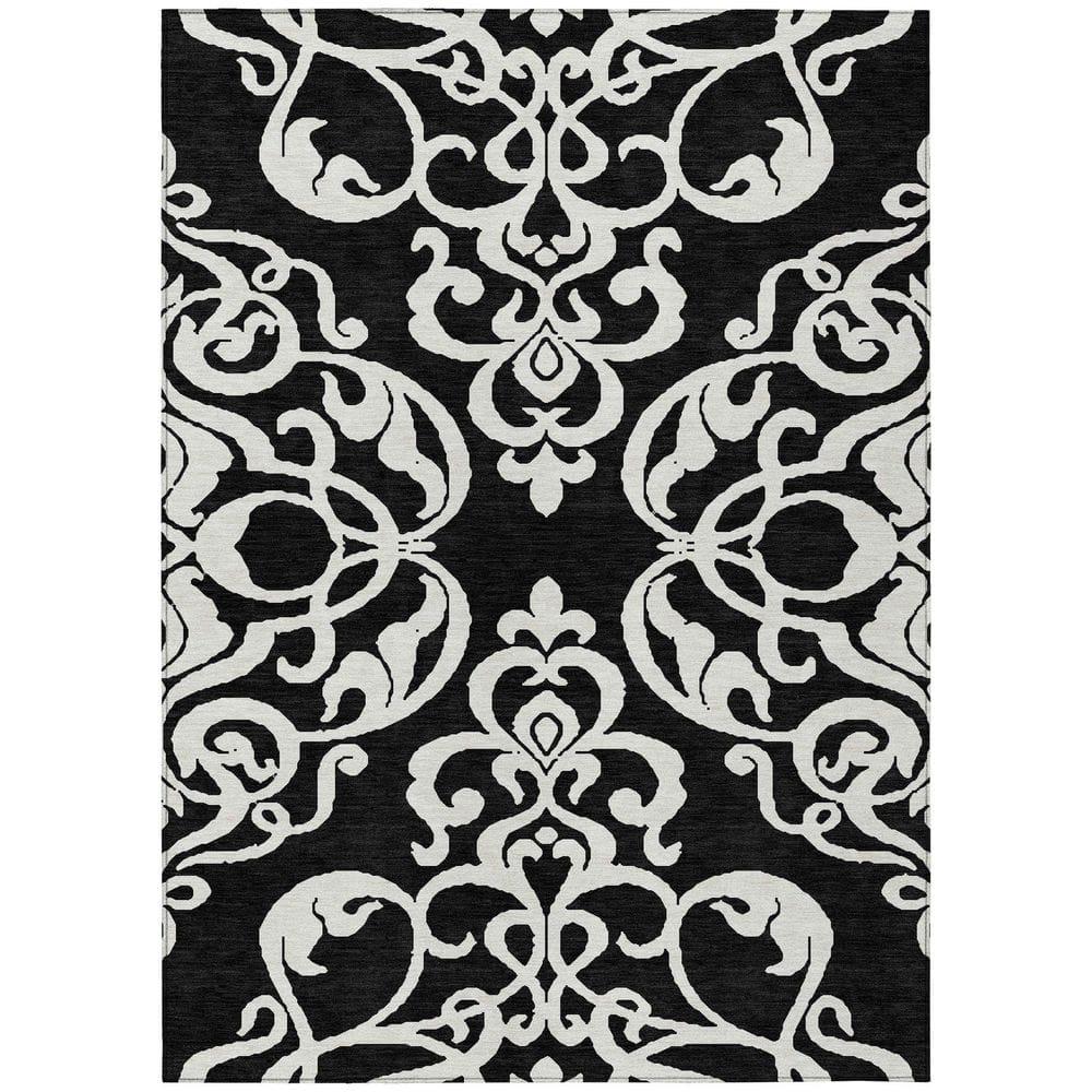 Addison Rugs Chantille ACN973 Black 2'6" x 3'10" Indoor Outdoor Area Rug, Easy Clean, Machine Washable, Non Shedding, Bedroom, Entry, Living Room, Dining Room, Kitchen, Patio Rug