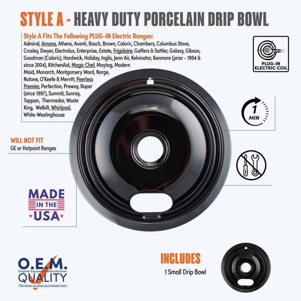 Range Kleen P101 Style A Small Heavy Duty Black Porcelain Drip Bowl