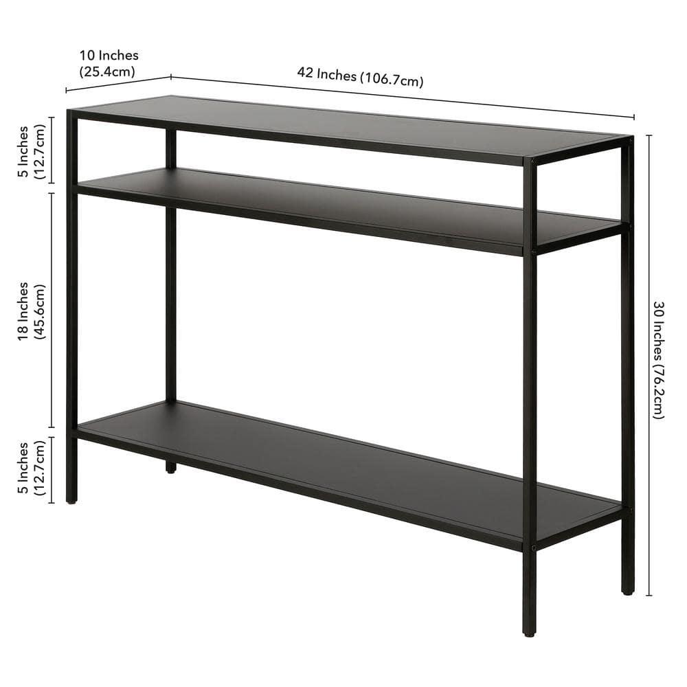 Evelyn&Zoe Ricardo 42" Wide Rectangular Console Table with Metal Shelves, Blackened Bronze