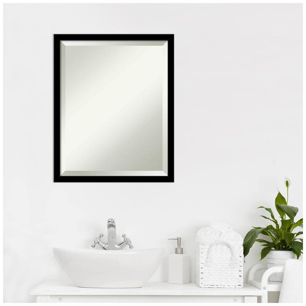 Amanti Art Beveled Bathroom Wall Mirror - Jet Frame Jet Black Outer Size: 17 x 21 in Black
