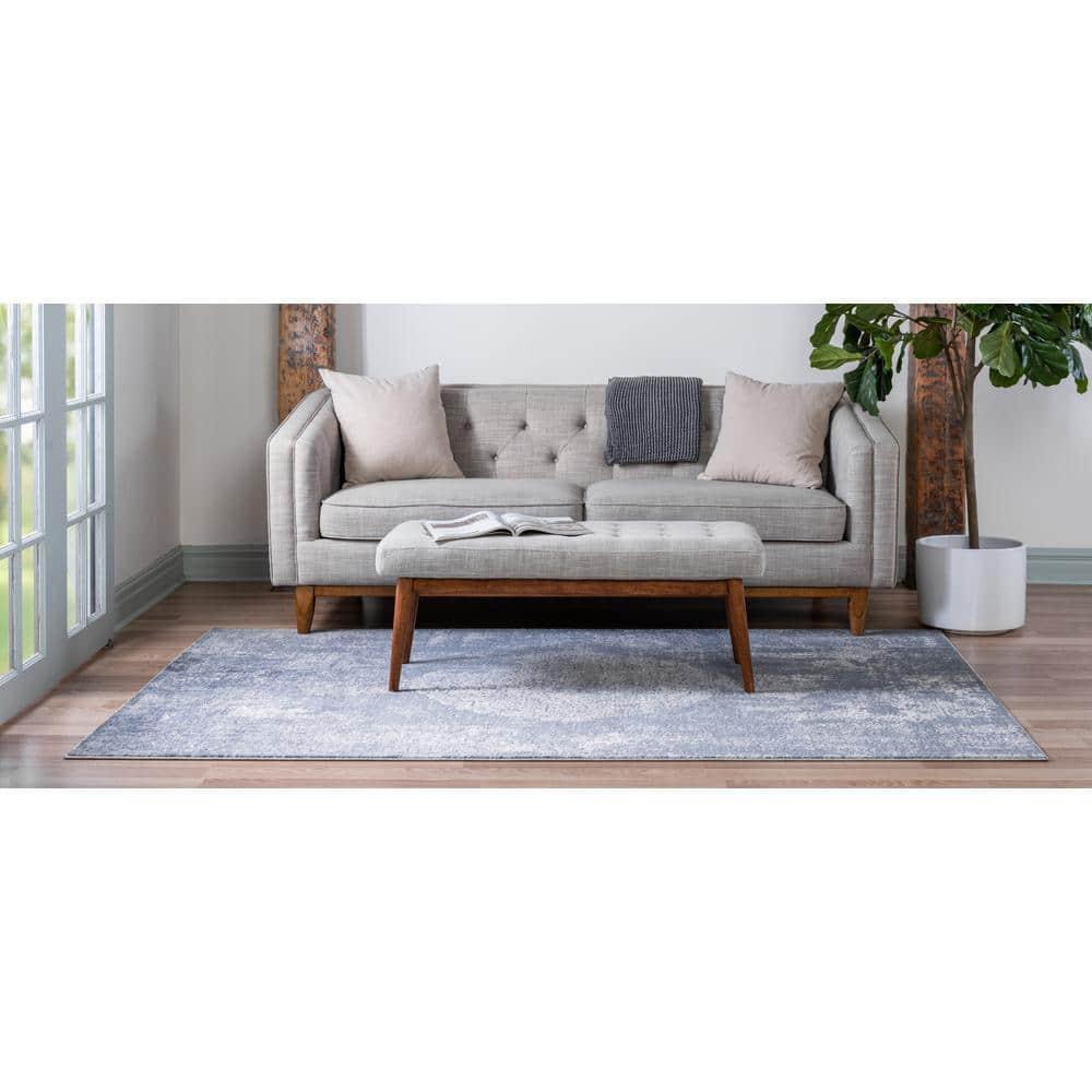 Unique Loom Portland Collection Area Rug - Woodburn (6' 1" x 9' Rectangle Blue/Ivory)