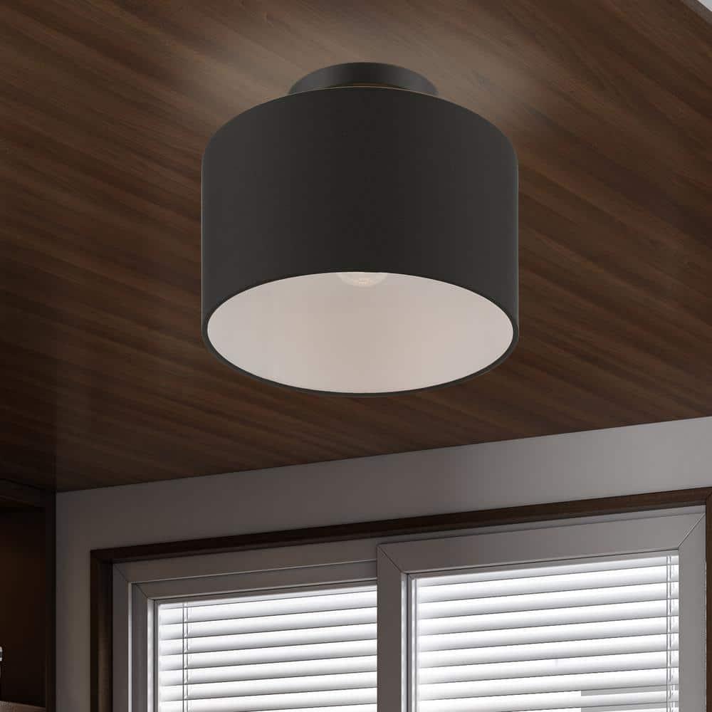 Livex Lighting Bainbridge 1 - Light Semi-Flush Mount in  Black