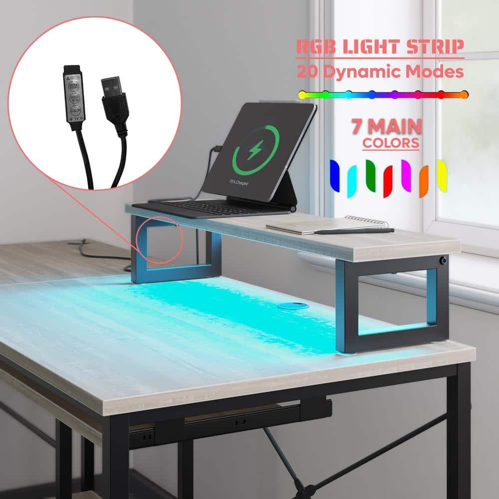 Bestier 59inch L Shaped Computer Desk with Keyboard Tray Grey