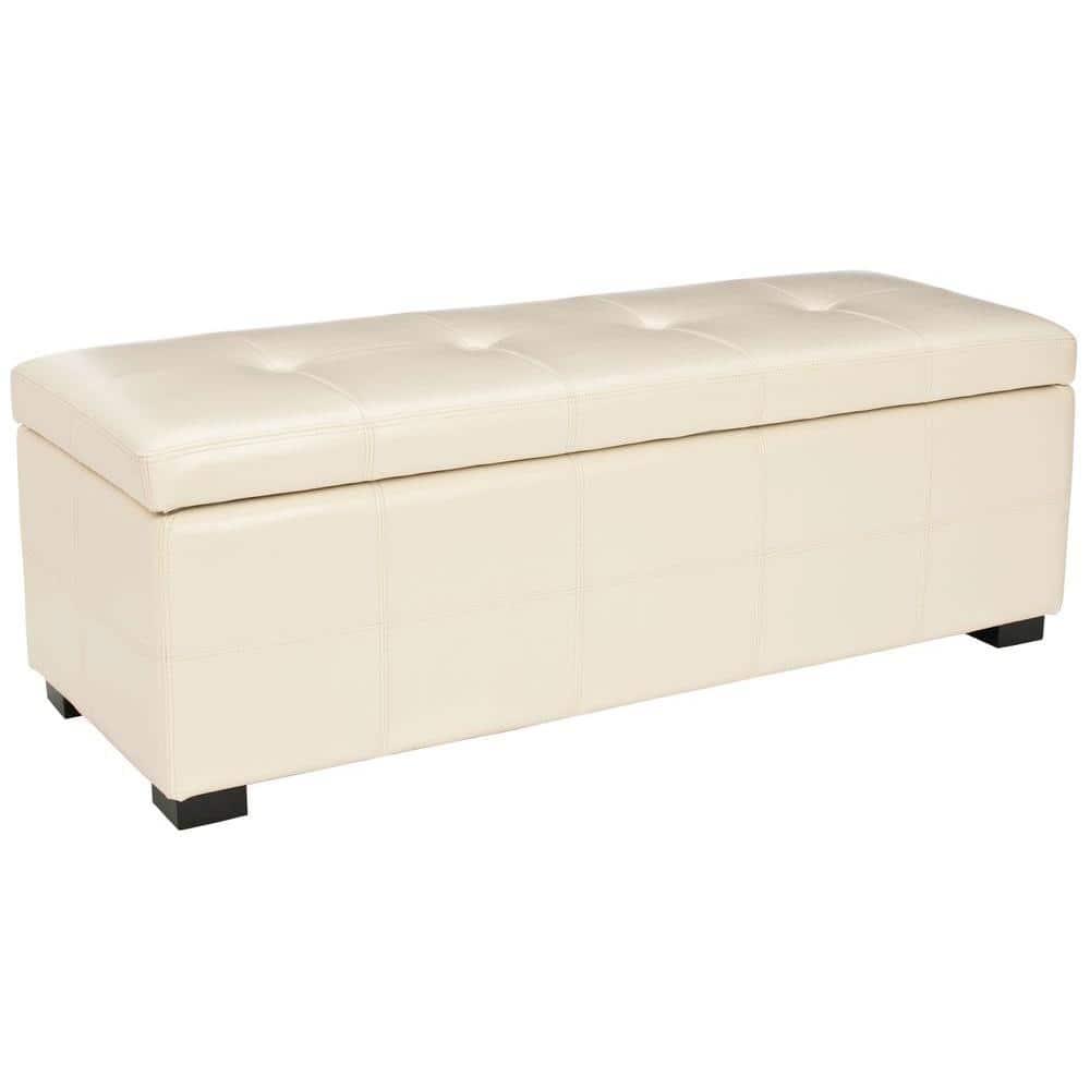 Maiden Tufted Storage Bench Large - Flat Cream - Safavieh