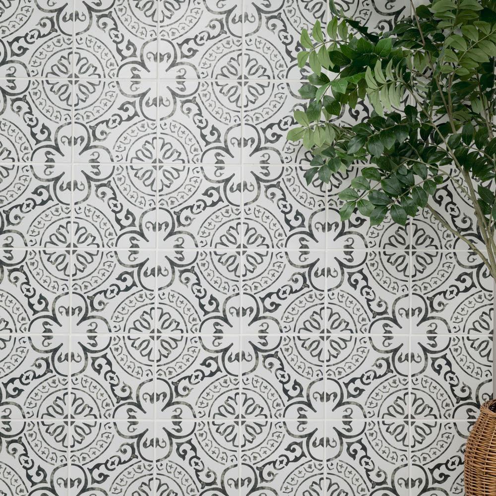 Amara 8" x 8" Encaustic Look Matte Porcelain Floor & Wall Tile