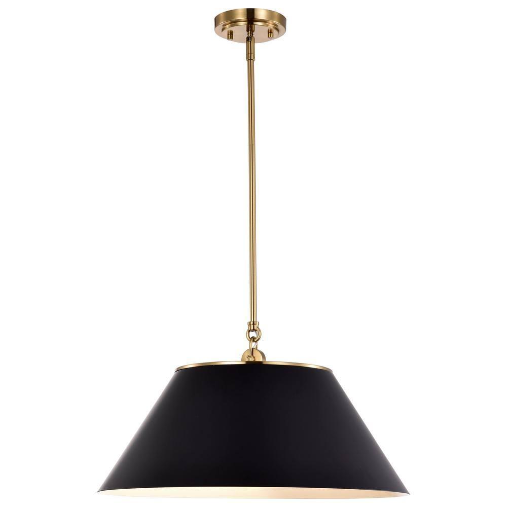 60/7414-Nuvo Lighting-Dover - 3 Light Large Pendant In Mid-Century Modern Style-13.75 Inches Tall and 20 Inches Wide-Black/Vintage Brass Finish