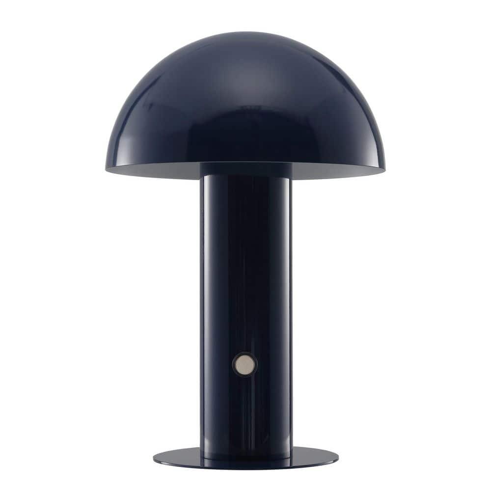 JONATHAN Y JYL7115E Boletus 10.75" Contemporary Bohemian Rechargeable/Cordless Iron Integrated Portable LED Mushroom Table Lamp, Modern, Coastal for living room, dinning room, bedroom, Navy