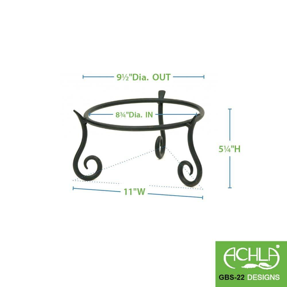 Achla Designs GBS-22 Short Wrought Iron Metal Plant birdbath Bowl Stand Flowerpot Holder, 9.5x6 inches, Black