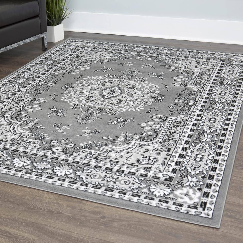 Home Dynamix Premium Sakarya Traditional Medallion Area Rug, Grey/Ivory, 7'8"x10'7"