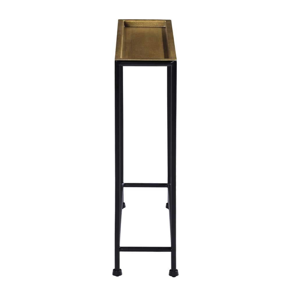Comfort Pointe Tivoli Side Table Brass/Antique Bronze: Removable Tray, No Assembly, Metal Frame