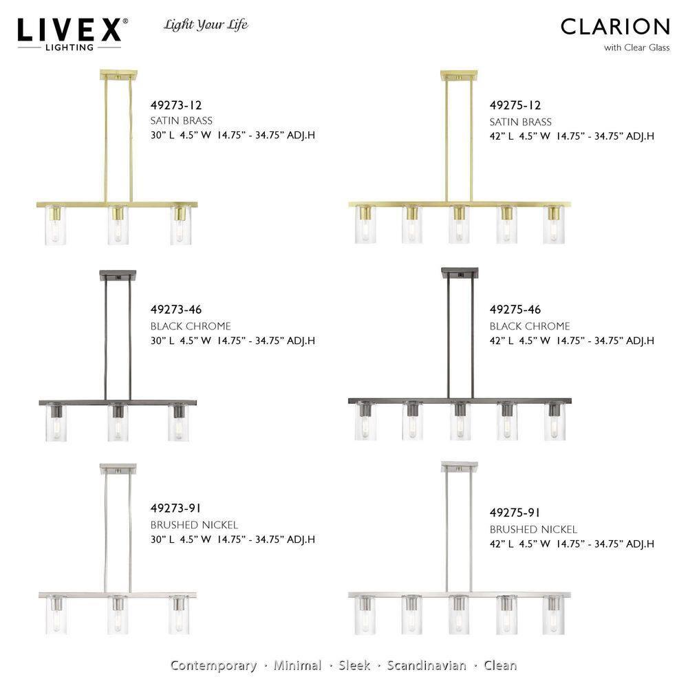 Livex Lighting Clarion 3 - Light Chandelier in  Brushed Nickel