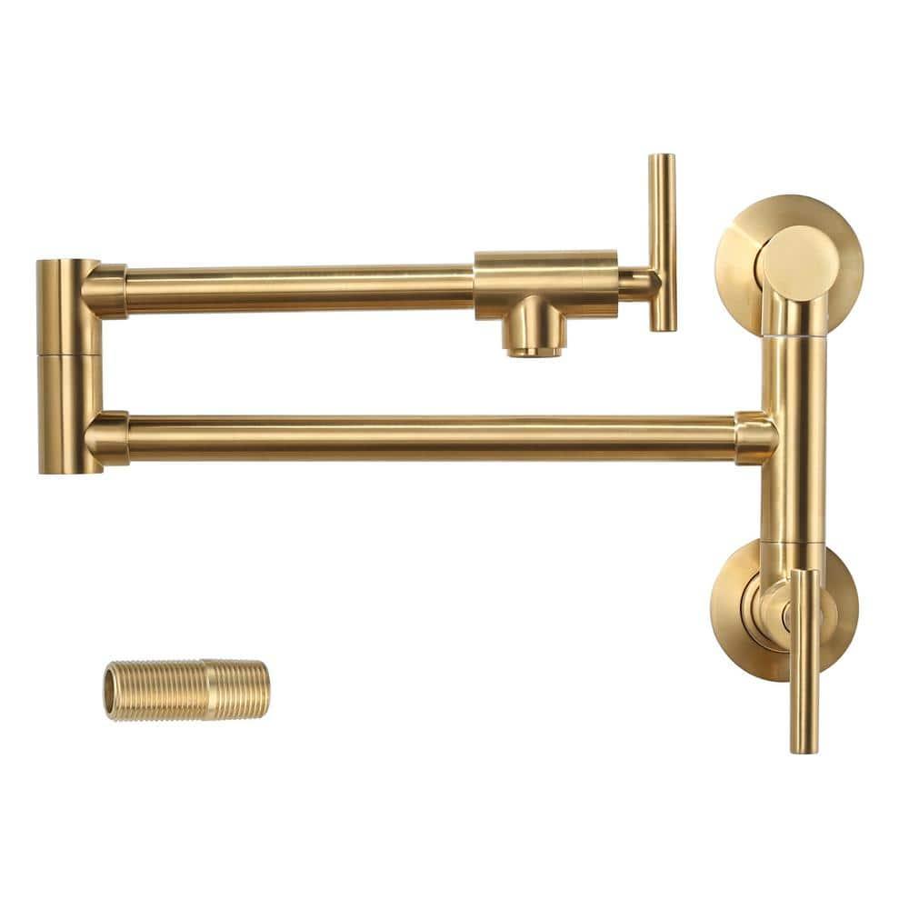 ARCORA ARCORA Single Hole Two Attachment Brass Wall Mounted Pot Filler Kitchen Faucet with Double-Handle AR7108800G