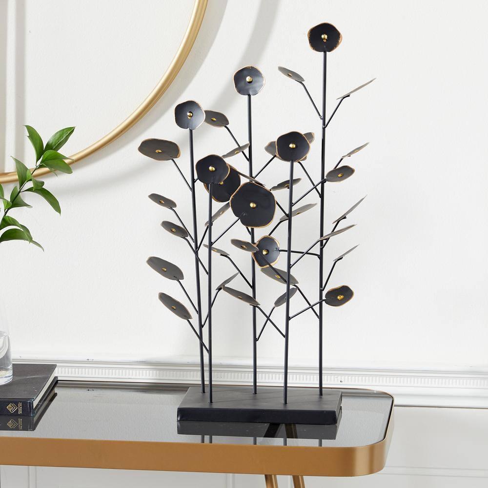 14" x 21" Black Metal Leaf Sculpture, by DecMode
