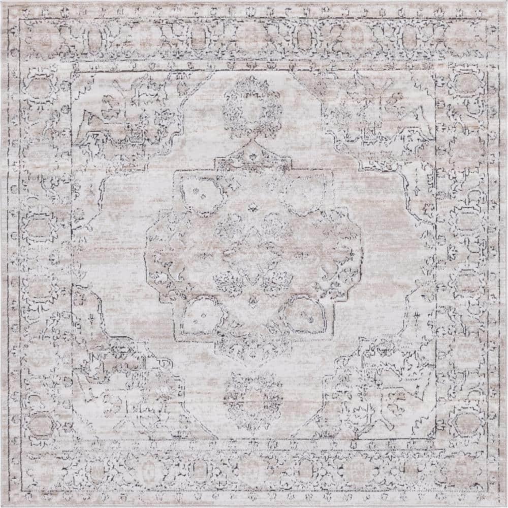 Unique Loom Portland Collection Area Rug - Canby (6' 1" Square Ivory/Beige)
