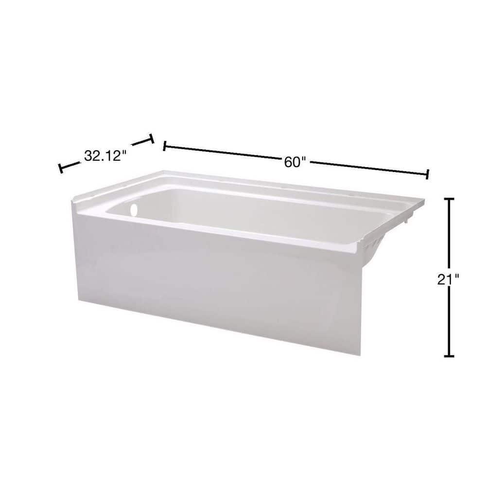 Sterling White Vikrell Alcove Bathtub with High Gloss Finish