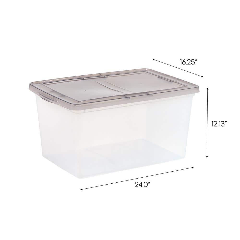 IRIS 58qt Snap Top Plastic Storage Bin: Clear, Stackable, Portable, Utility Storage Tubs & Totes, 24"x16.25"x12.125"