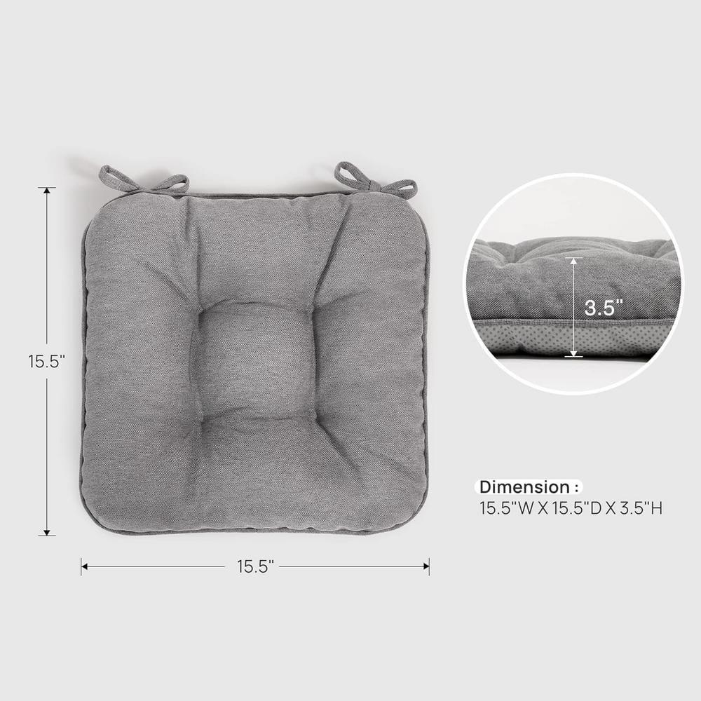 15.5 in. Gray Memory Foam Dining Chair Cushions Set of 4