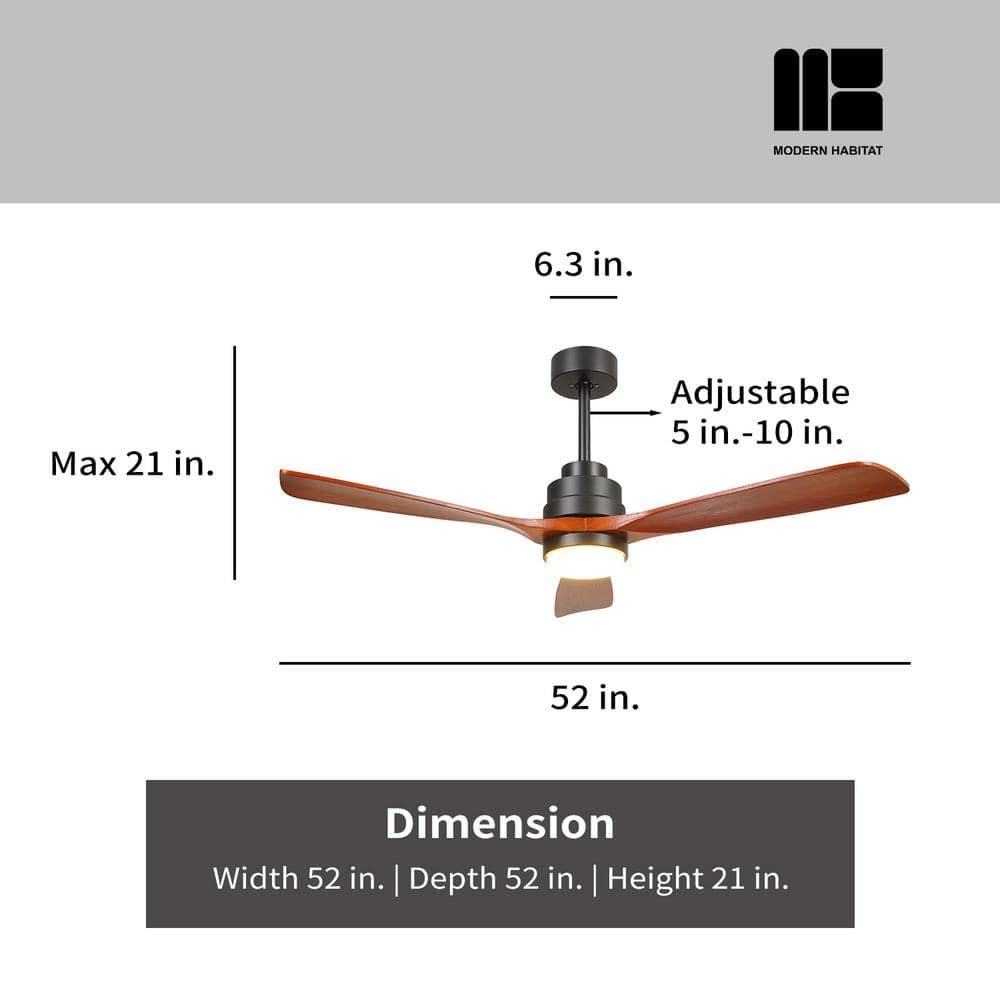 Auravista 52 In. Indoor Medium Red Oak Ceiling Fan With LED Light Bulbs And Remote Control