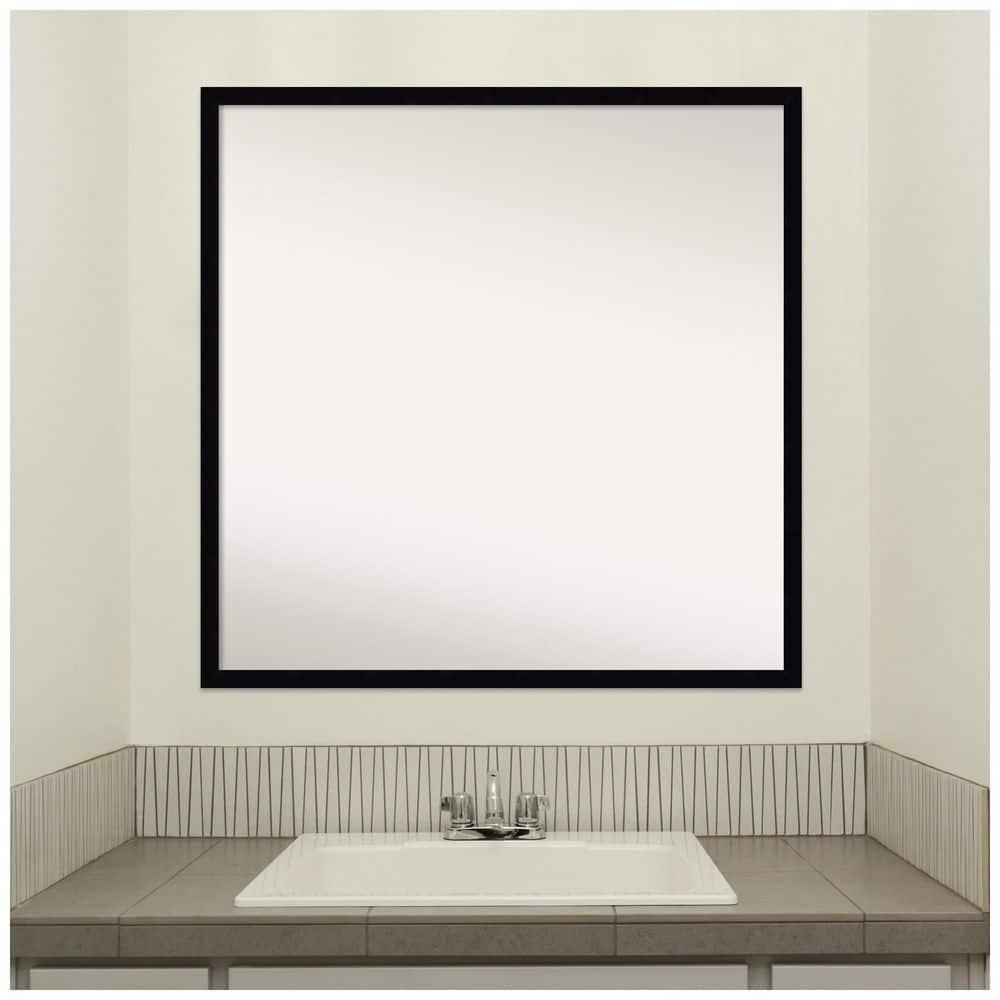 Amanti Art Svelte Noir Black Non-Beveled Wood Bathroom Wall Mirror 27.5 x 27.5 in.