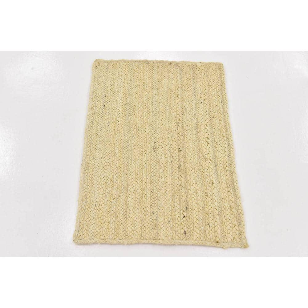Unique Loom 2'x3' Braided Jute Dhaka White Indoor Area Rug