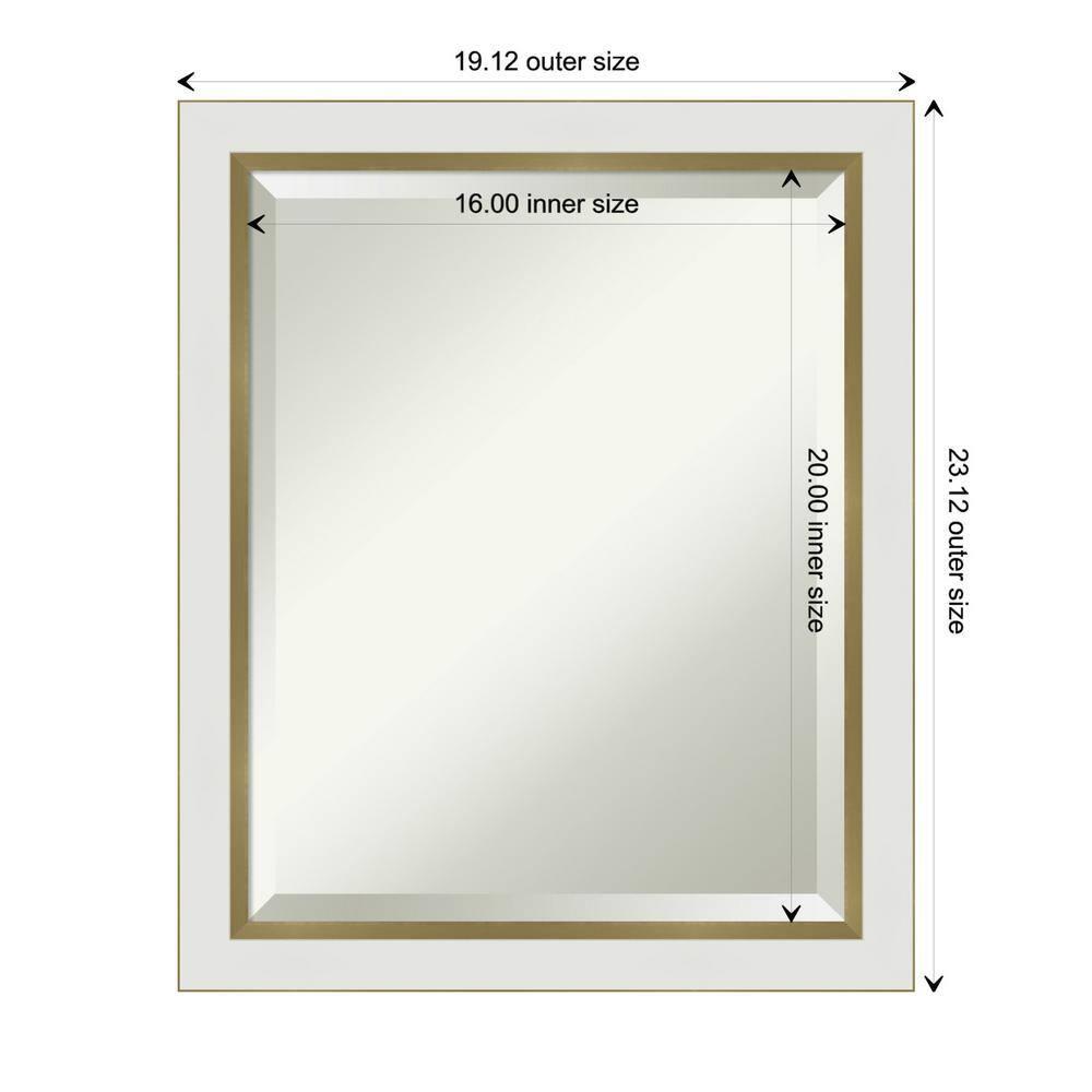 Amanti Art Eva White Gold Narrow Framed Wall Mirror - 19.12 x 23.12 in