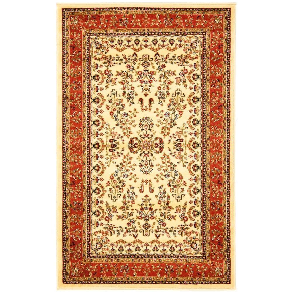 Lyndhurst Sarouk LNH331 Power Loomed Accent Rug - Ivory/Rust - 3'3"x5'3" - Safavieh