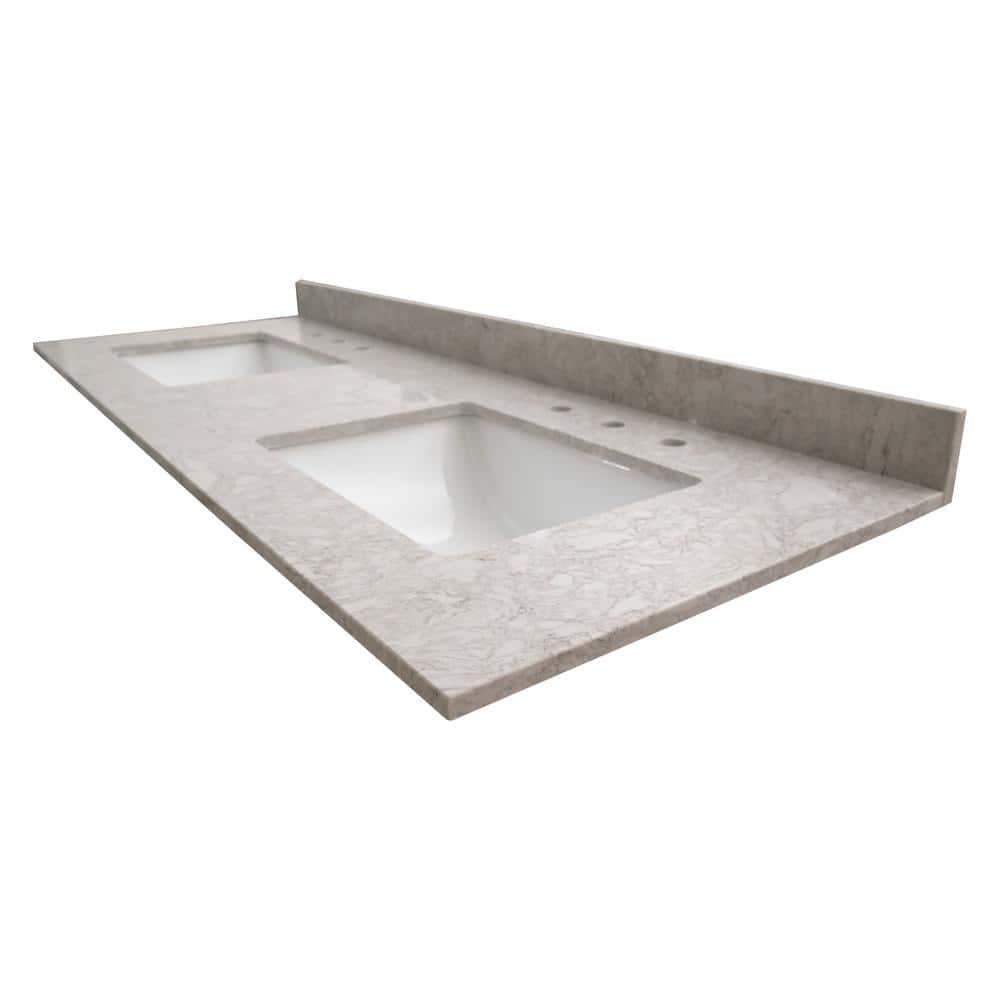 MSI 61 in. x 22 in. D Bathroom Vanity Top with Double Sinks