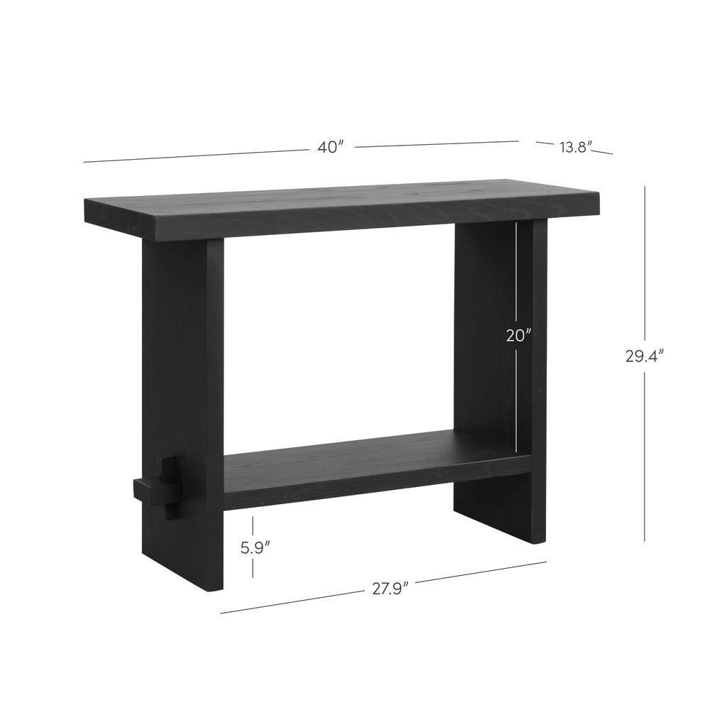 Nathan James Console Sofa Table Reclaimed Black Oak: 40" Narrow Entryway, Rustic Veneer Surface