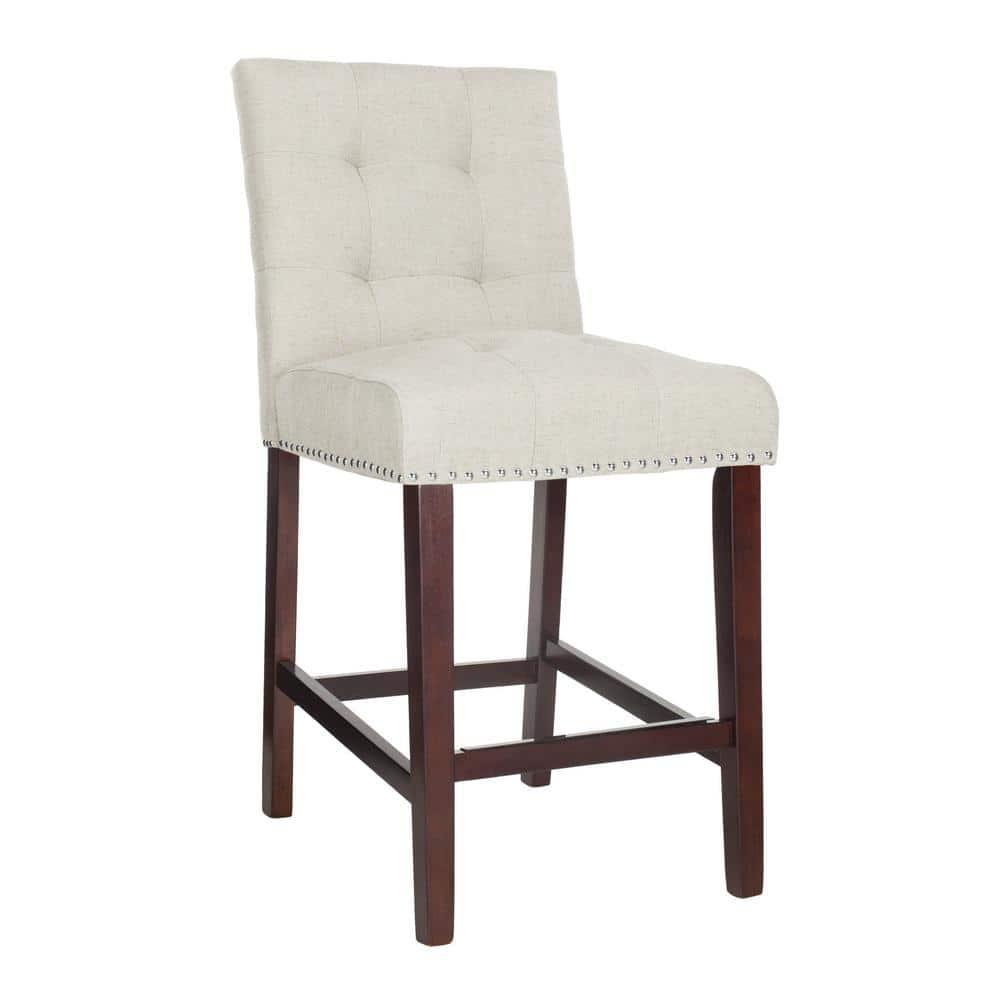 Nikita Counter Stool (Set of 2) - BST6303 - Light Grey/Espresso - Safavieh