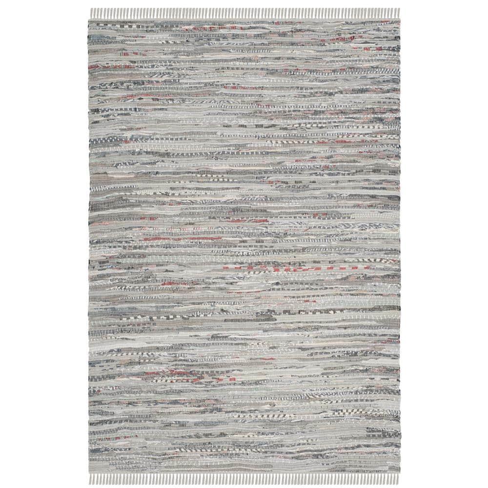 Rag Rug RAR121 Hand Woven Indoor Area Rug - 6'x9' - Grey - Safavieh