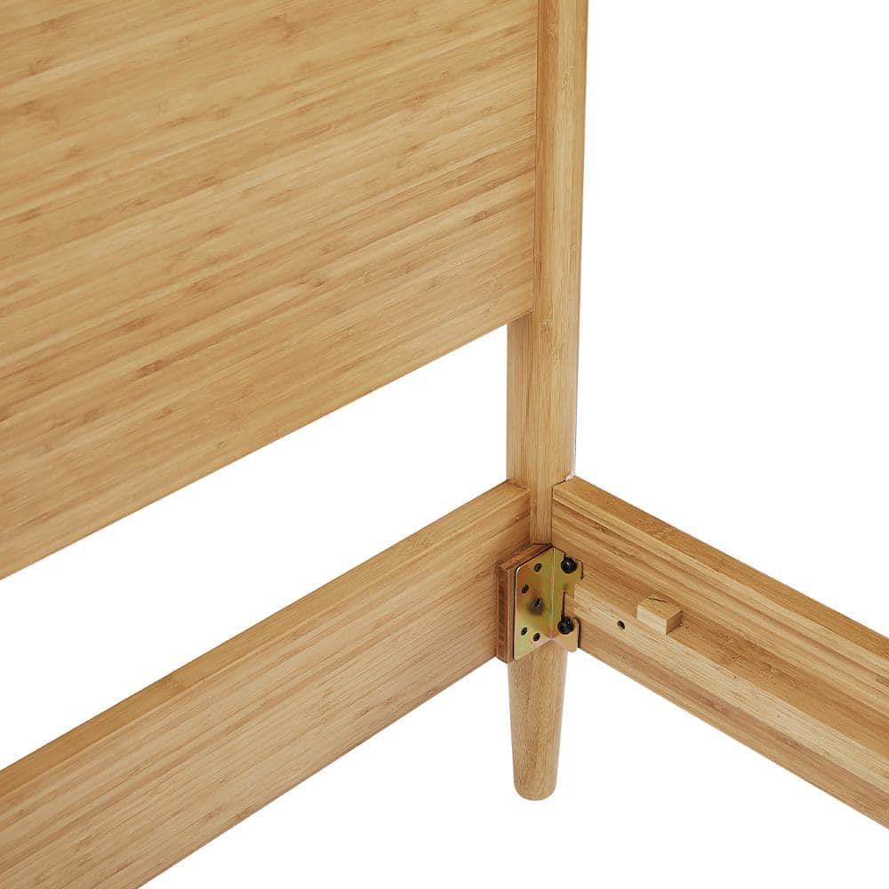 Caramelized Bamboo King Platform Bed with Upholstered Headboard