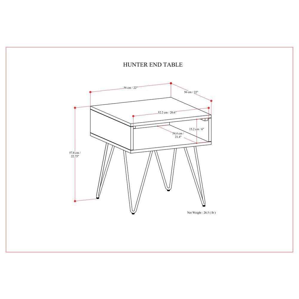 Hunter Solid Wood Top End Table