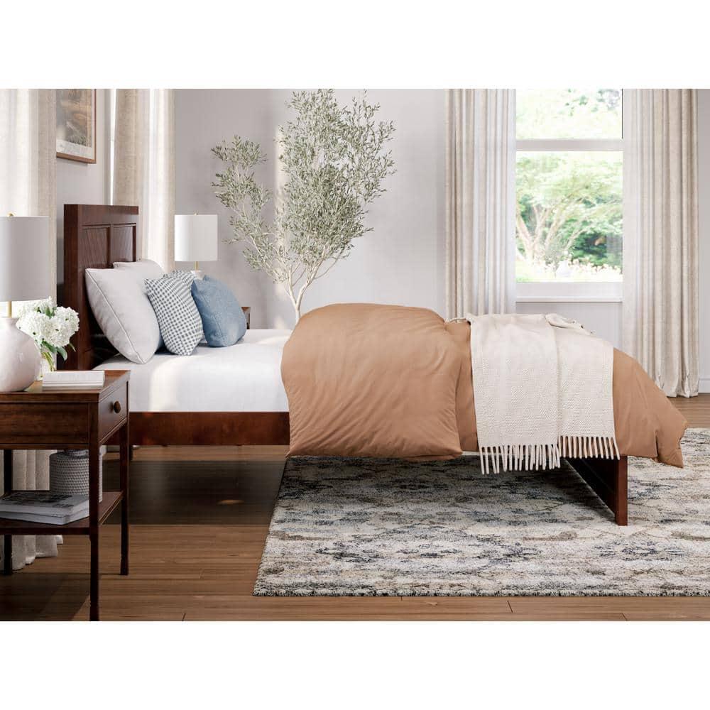 AFI Canyon Cama con Plataforma de Madera Maciza de Nogal con Pie de Cama a Juego, Completo