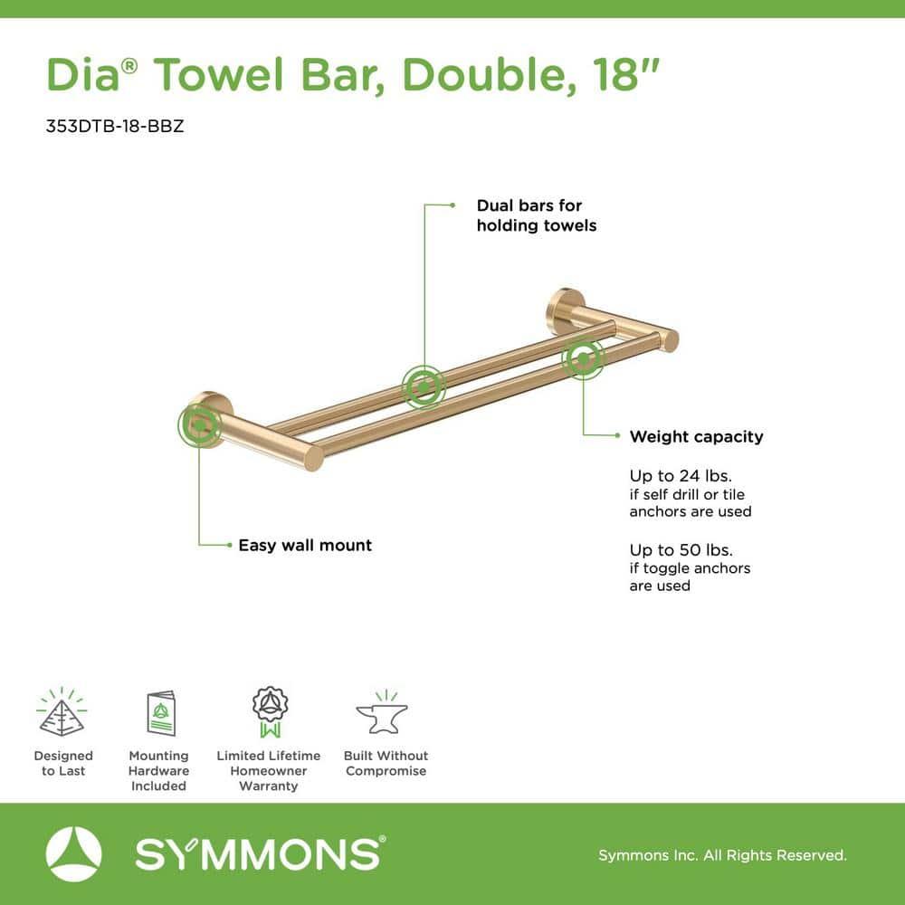 Symmons Dia 18" Wall Mounted Double Towel Bar 353DTB-18-BBZ